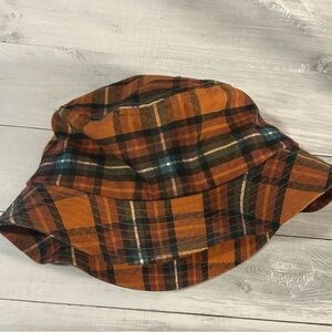 Urban Outfitters Plaid Bucket Hat - Orange and Black